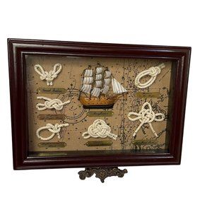 Vintage Heritage Mint Nautical Sailors Knots &‎ Rope Mayflower Wall Frame